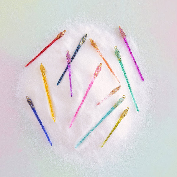 Rainbow Colored Pencils Lined Up on White Background Fleece Blanket