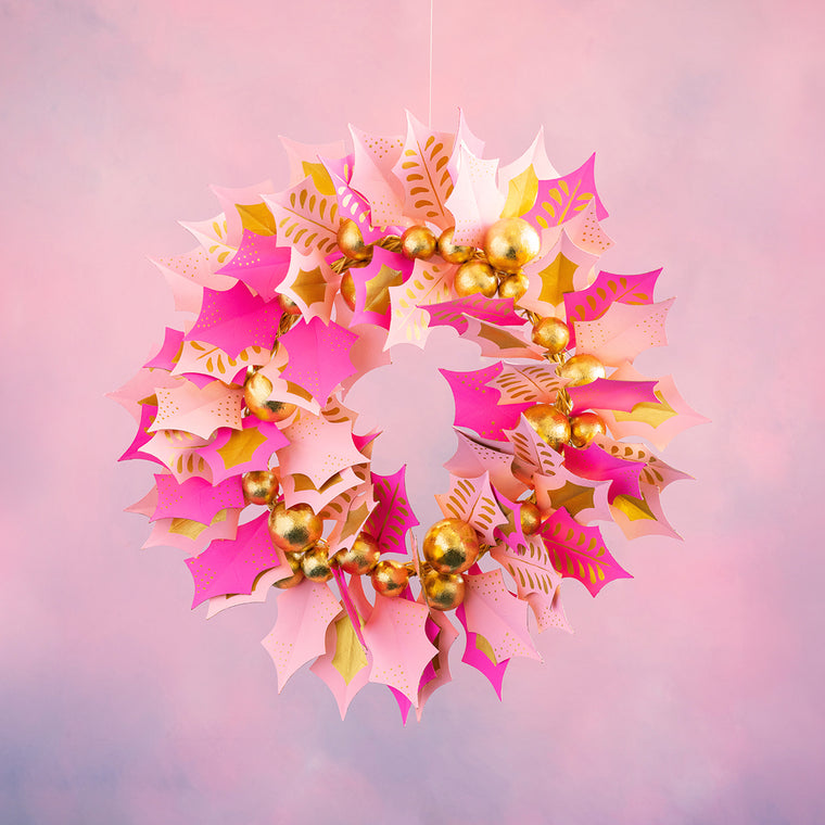 Pretty Prickly and Pink Holly Wreath